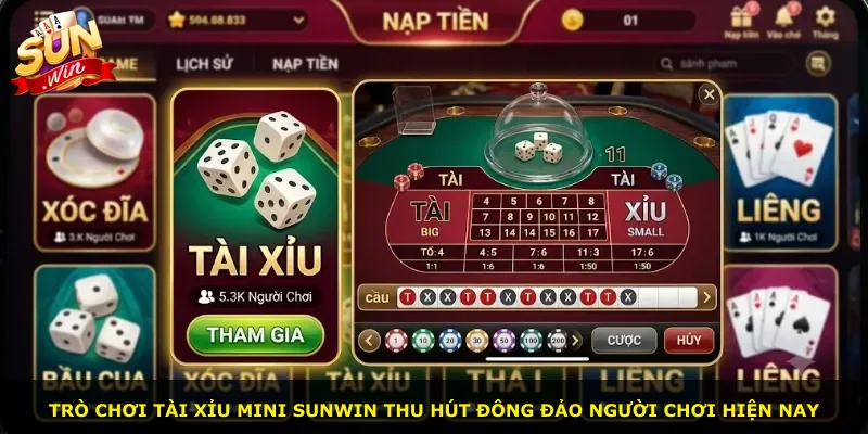 Trò chơi Tài Xỉu Mini Sunwin thu hút đông đảo người chơi hiện nay